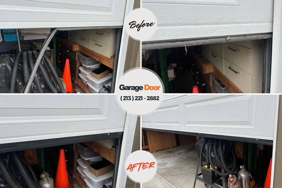 Before and after: garage door repair Rialto, CA
